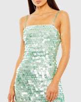 Green Slim Strap Paillette Sequin Mini Dress - FINAL SALE